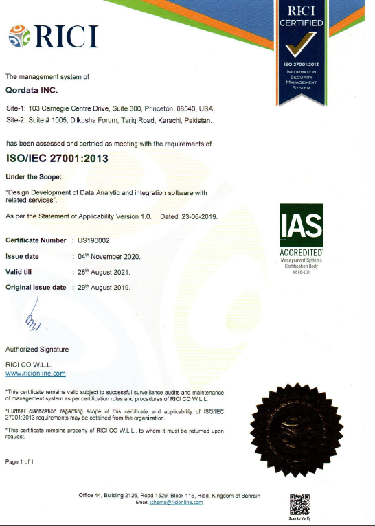 Information Security Certification - Qordata